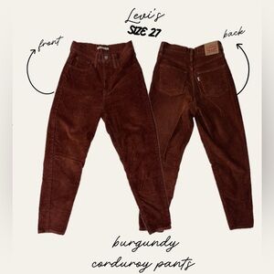 Levi's High Waisted Corduroy Mom Jeans in Burgundy